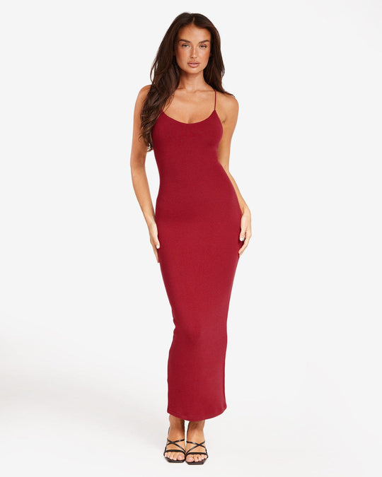 Open Back Rib Maxi Dress | Cherry