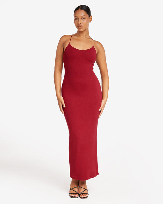 Open Back Rib Maxi Dress | Cherry