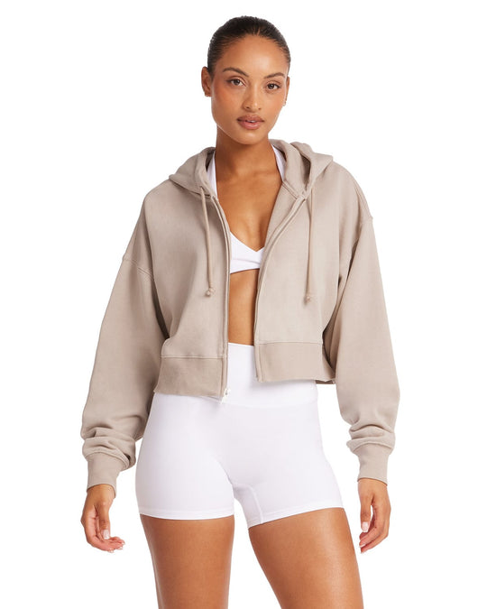 Cropped Boyfriend Zip Hoodie | Fawn