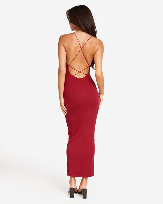 Open Back Rib Maxi Dress | Cherry