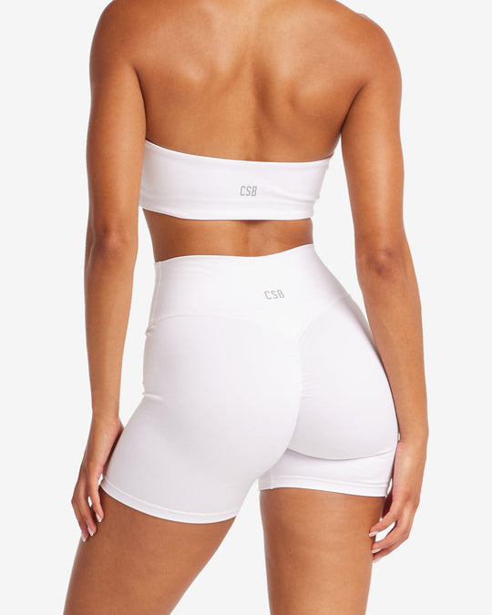 Serenity Scrunch Shorts 5" | White