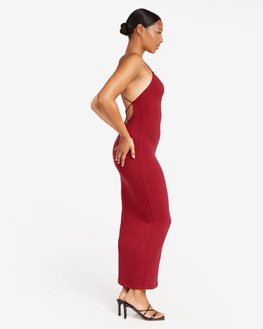 Open Back Rib Maxi Dress | Cherry