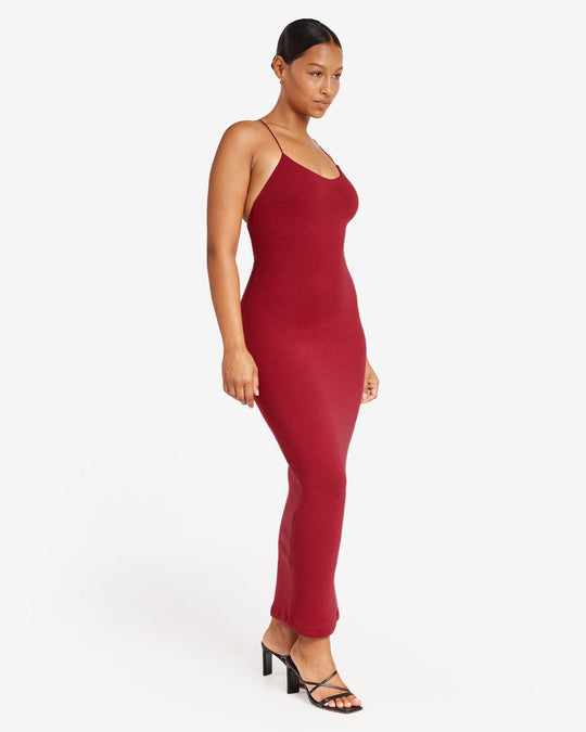 Open Back Rib Maxi Dress | Cherry