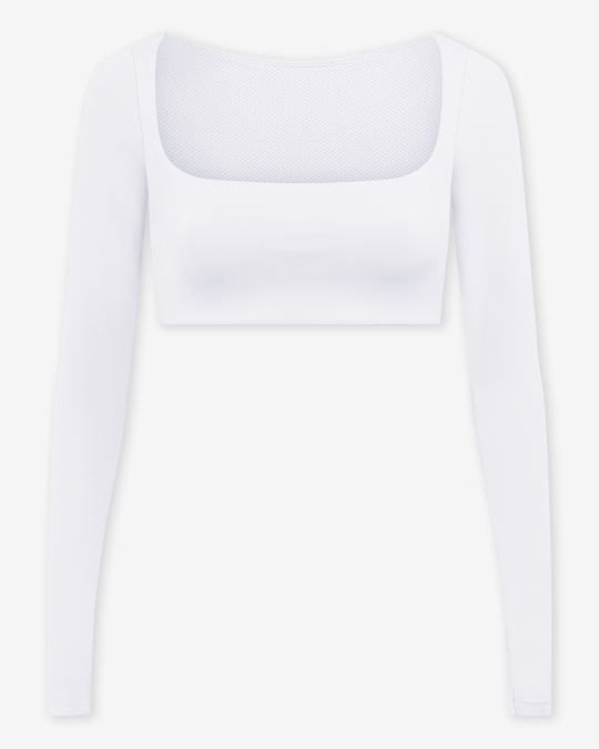 Freedom Scoop Long Sleeve Crop | White