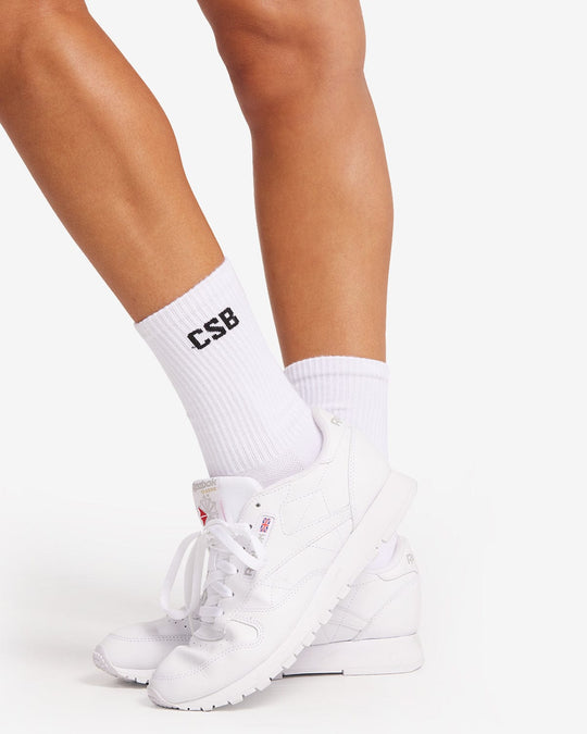 CSB Crew Socks | White