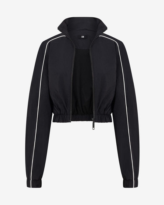 Cropped Windbreaker Jacket | Black