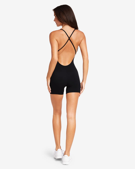 Fade Open Back Playsuit | Black