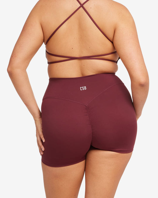 Activluxe Scrunch Shorts 4" | Burgundy