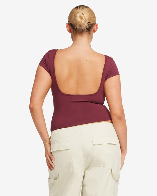 Open Back Tee | Burgundy