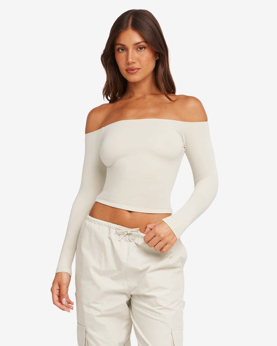 Off Shoulder Leisure Top | Oak