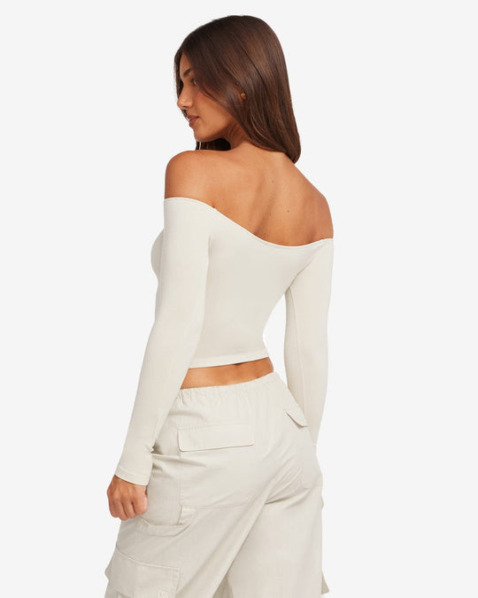 Off Shoulder Leisure Top | Oak