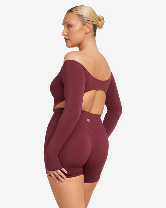 Open Back Long Sleeve Top | Burgundy