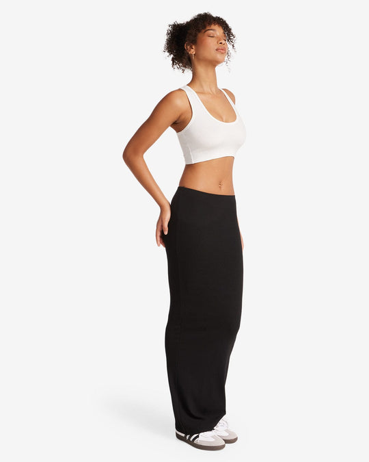 Rib Maxi Skirt | Black