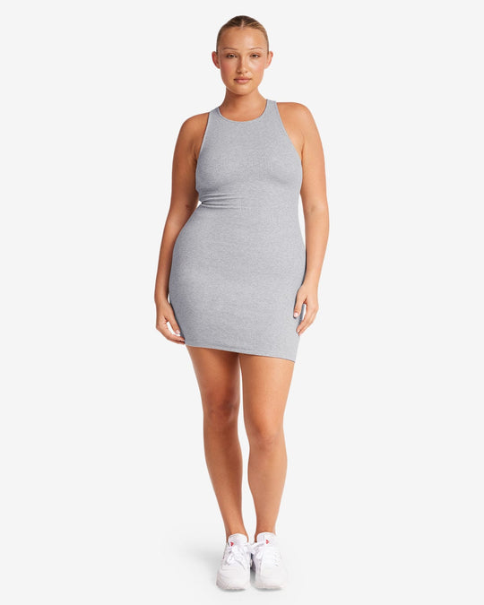 High Neck Mini Dress | Cloud Marl