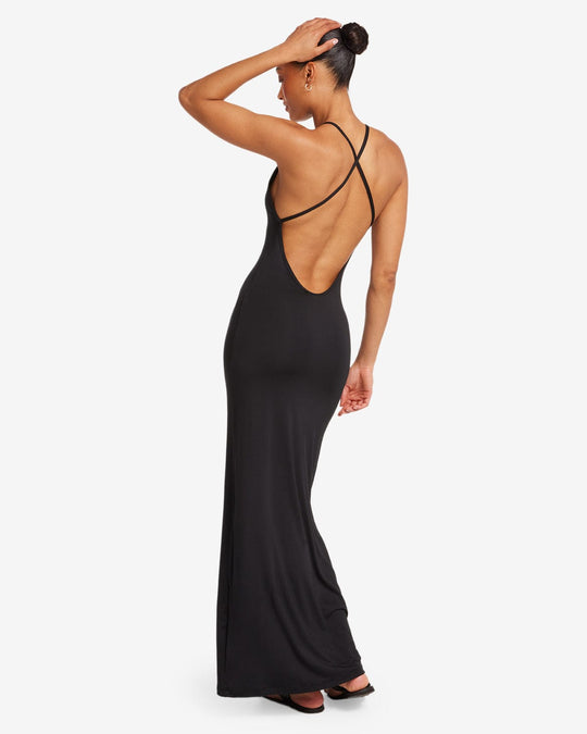 Scoop Neckline Maxi Dress | Black