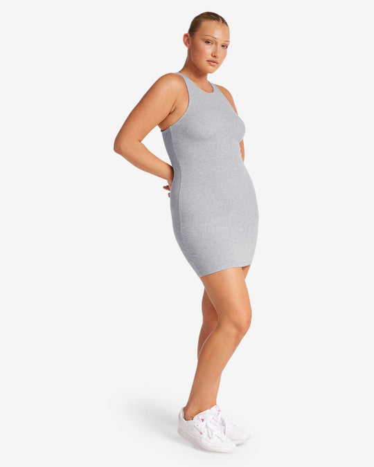 High Neck Mini Dress | Cloud Marl