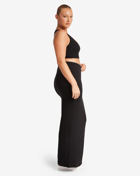 Rib Maxi Skirt | Black