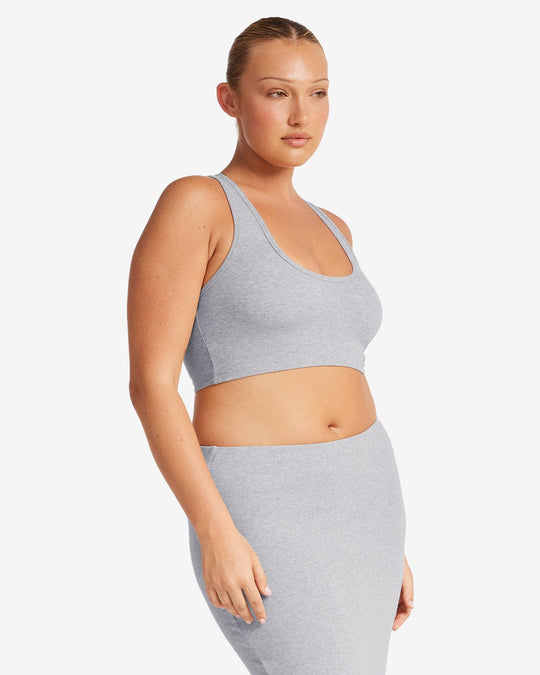 Rib Cropped Tank | Cloud Marl