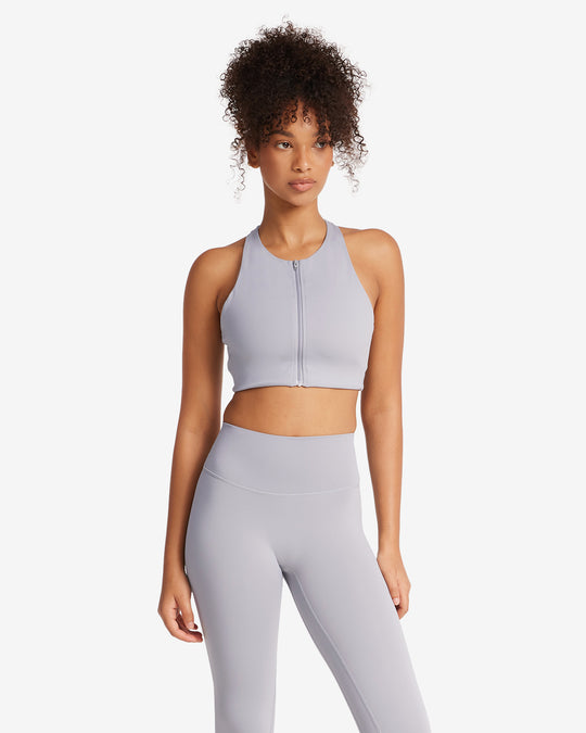 Activluxe Dawn Zip Crop | Cool Grey