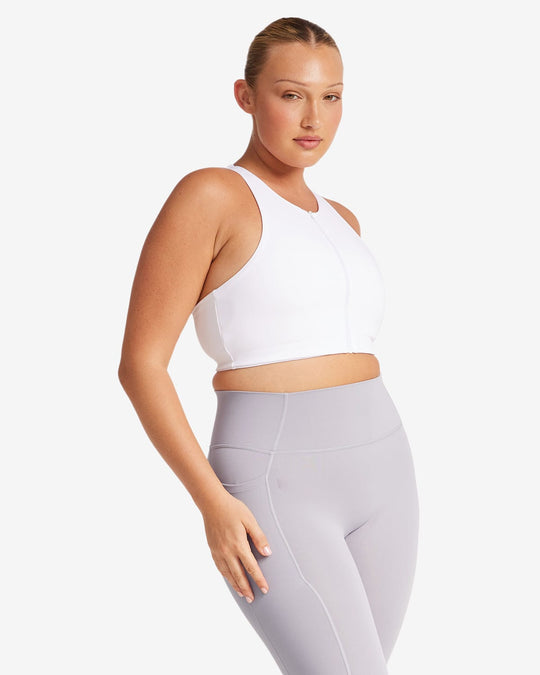 Activluxe Dawn Zip Crop | White