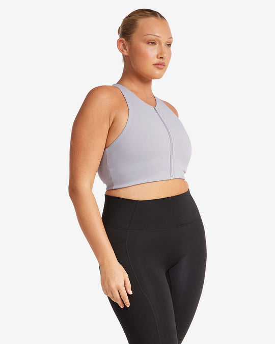 Activluxe Dawn Zip Crop | Cool Grey