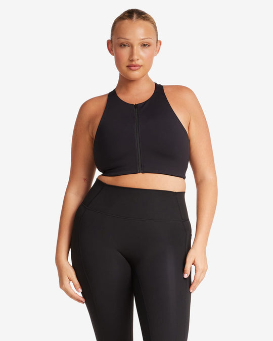 Activluxe Dawn Zip Crop | Black