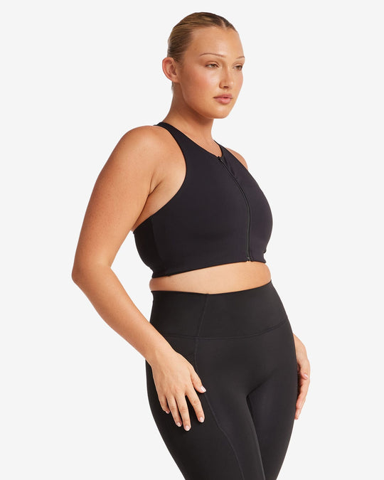 Activluxe Dawn Zip Crop | Black