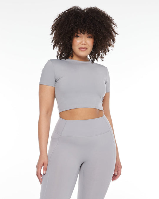 Serenity Cropped Tee | Cool Grey