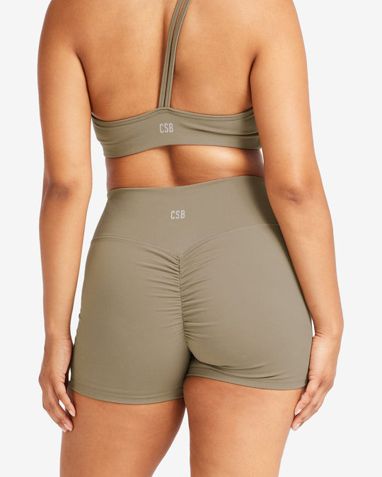 IM Serenity Drawstring Scrunch Shorts 4" | Vintage Khaki