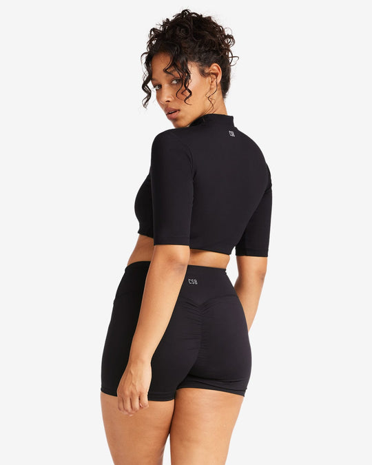 IM Serenity Cropped Biker Top | Black