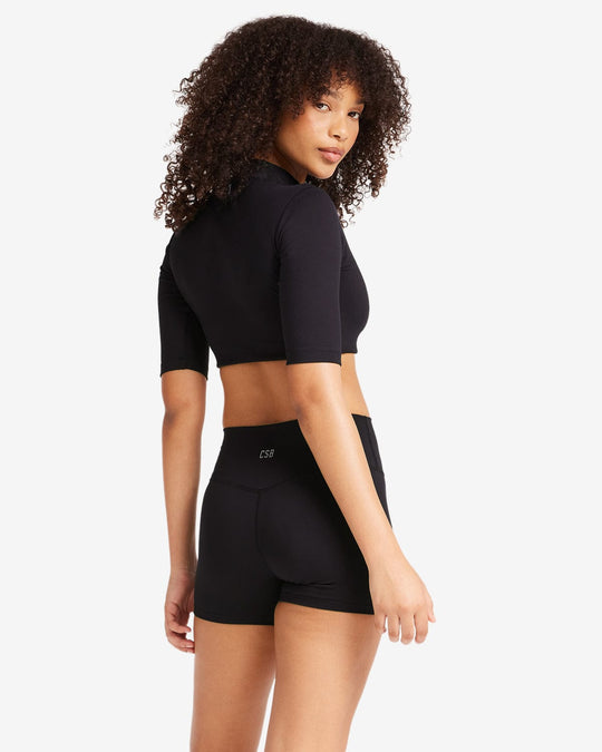 IM Serenity Cropped Biker Top | Black