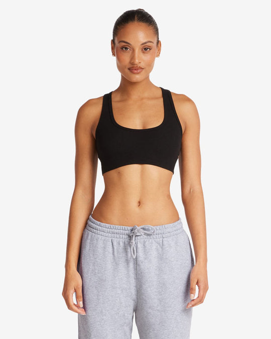 Rib Cropped Tank | Black