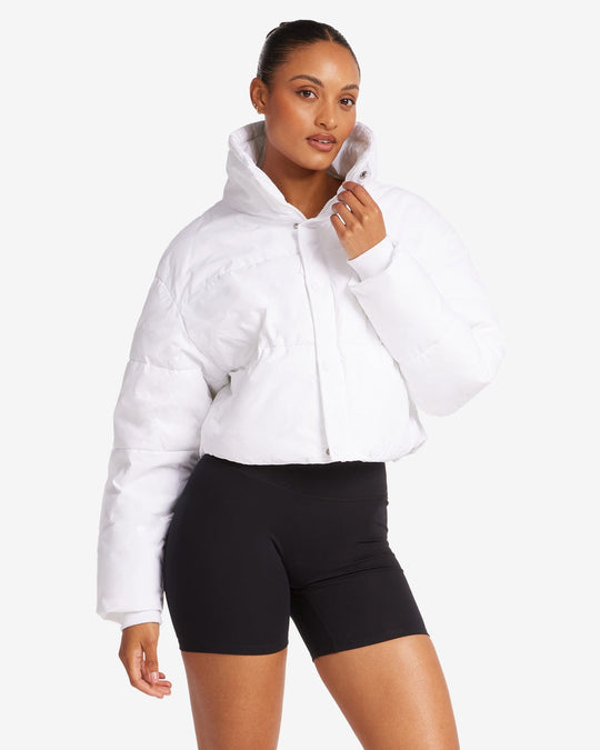 Cropped Puffer Jacket | White