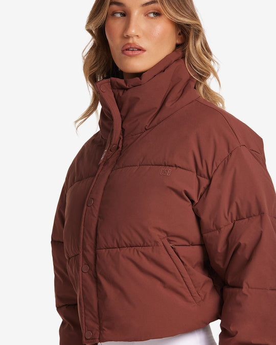 Cropped Puffer Jacket | Maple