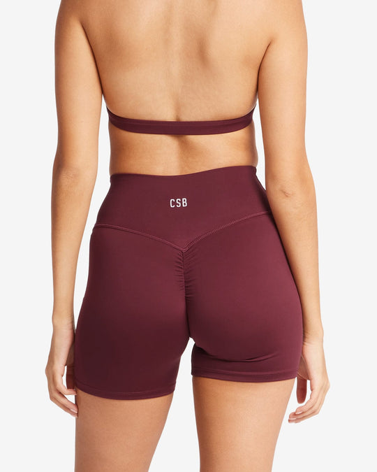 Serenity Scrunch Shorts 5" | Burgundy