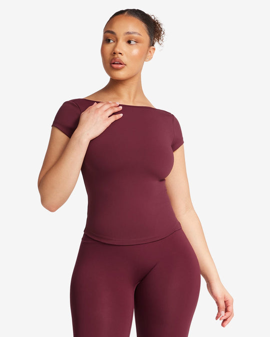 Open Back Tee | Burgundy