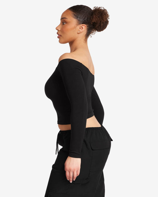 Off Shoulder Leisure Top | Black