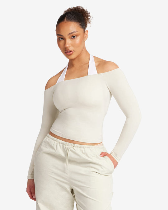 Off Shoulder Leisure Top | Oak