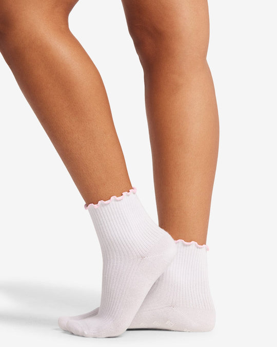 Frill Pilates Grip Socks | White