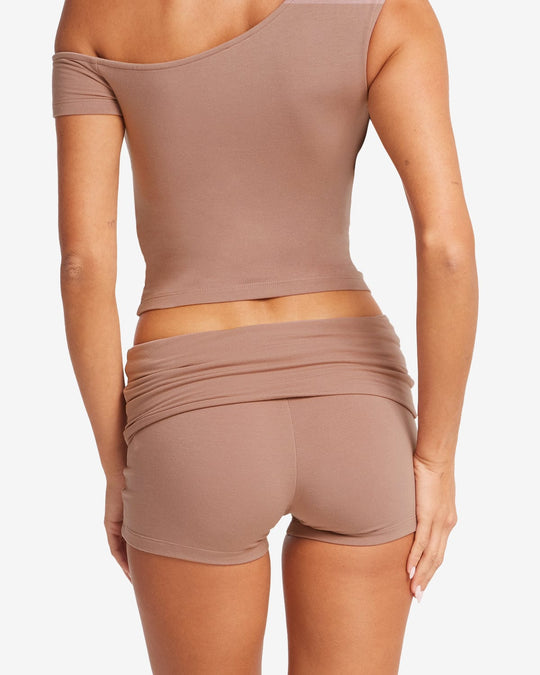 Foldover Yoga Short | Walnut