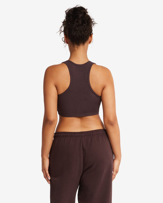 Rib Cropped Tank | Espresso