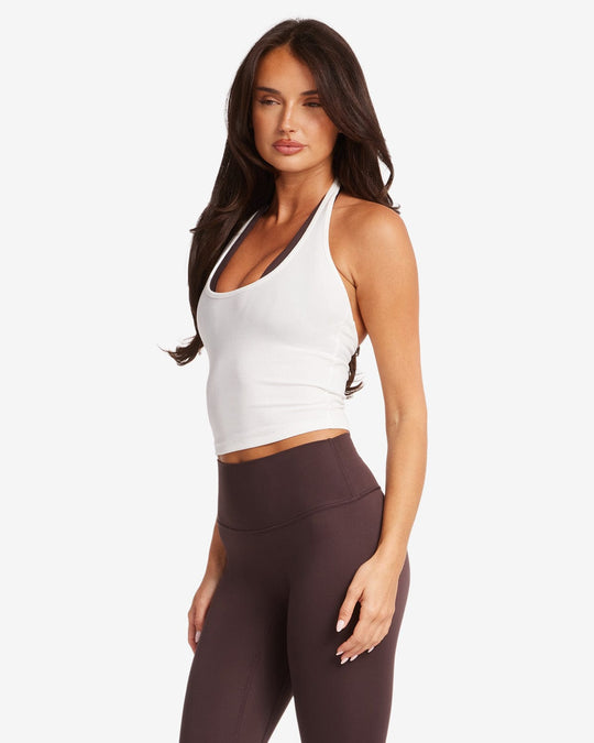 Rib Halter Tank | White