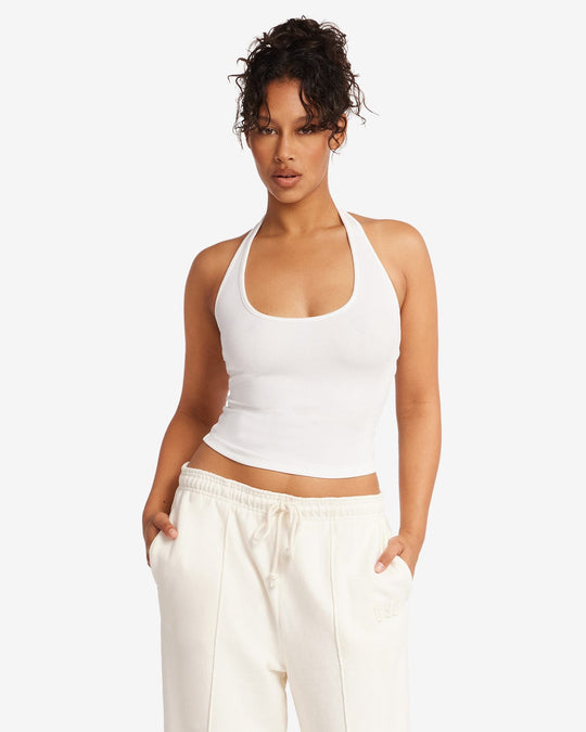 Rib Halter Tank | White