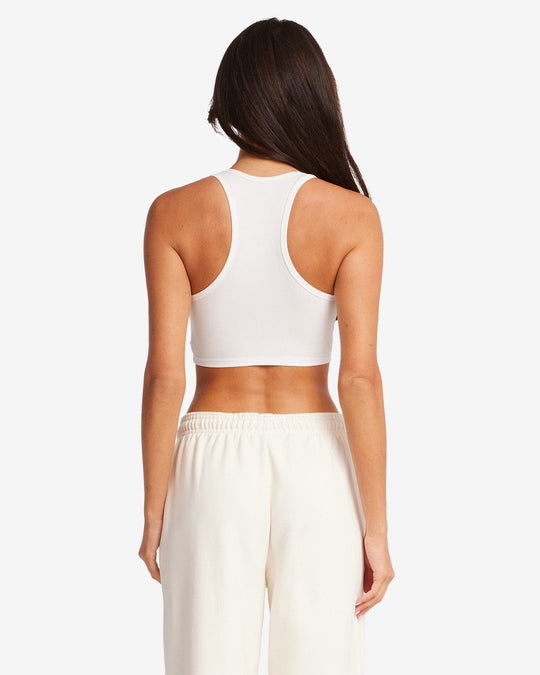 Rib Cropped Tank | White