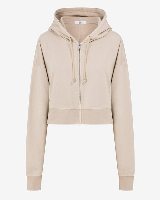 Cropped Boyfriend Zip Hoodie | Fawn