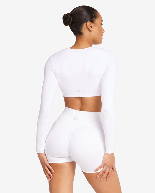 Freedom Luna Power Long Sleeve Crop | White