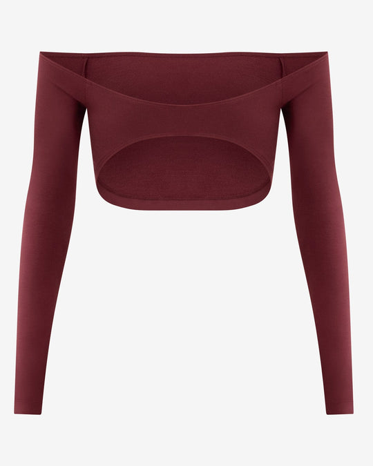 Open Back Long Sleeve Top | Burgundy