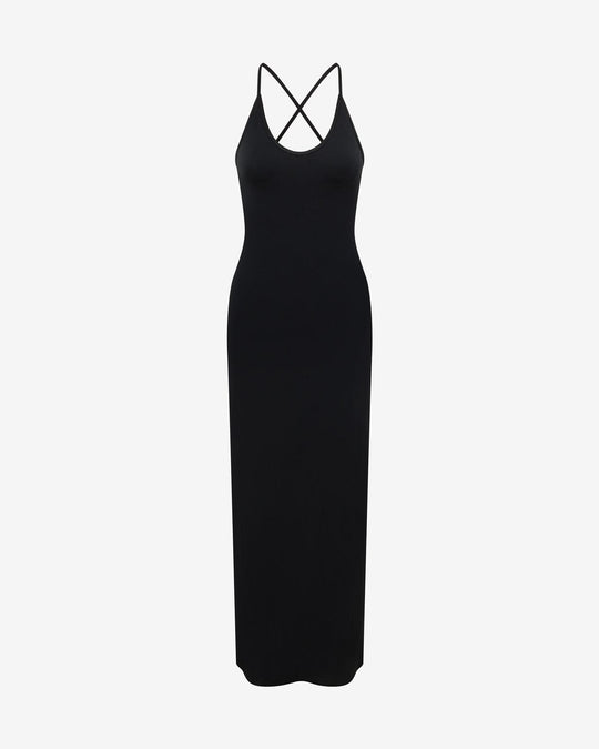 Scoop Neckline Maxi Dress | Black