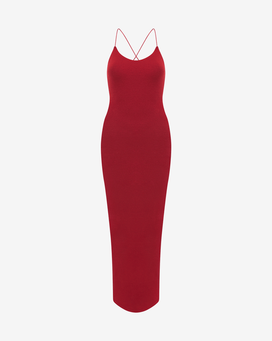 Open Back Rib Maxi Dress | Cherry