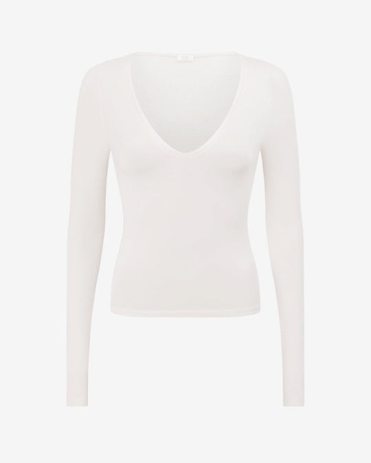 V Neck Long Sleeve Top | Vanilla